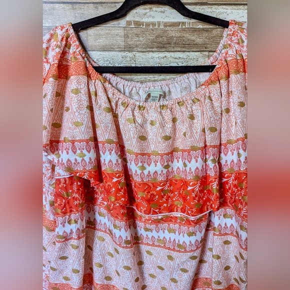 New Cato Paris Spring Tiger Lily Ruffled Blouse With Flared Sleeves - Picture 5 of 15